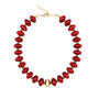 Maroon chunky beaded necklace with gold accents and clasp