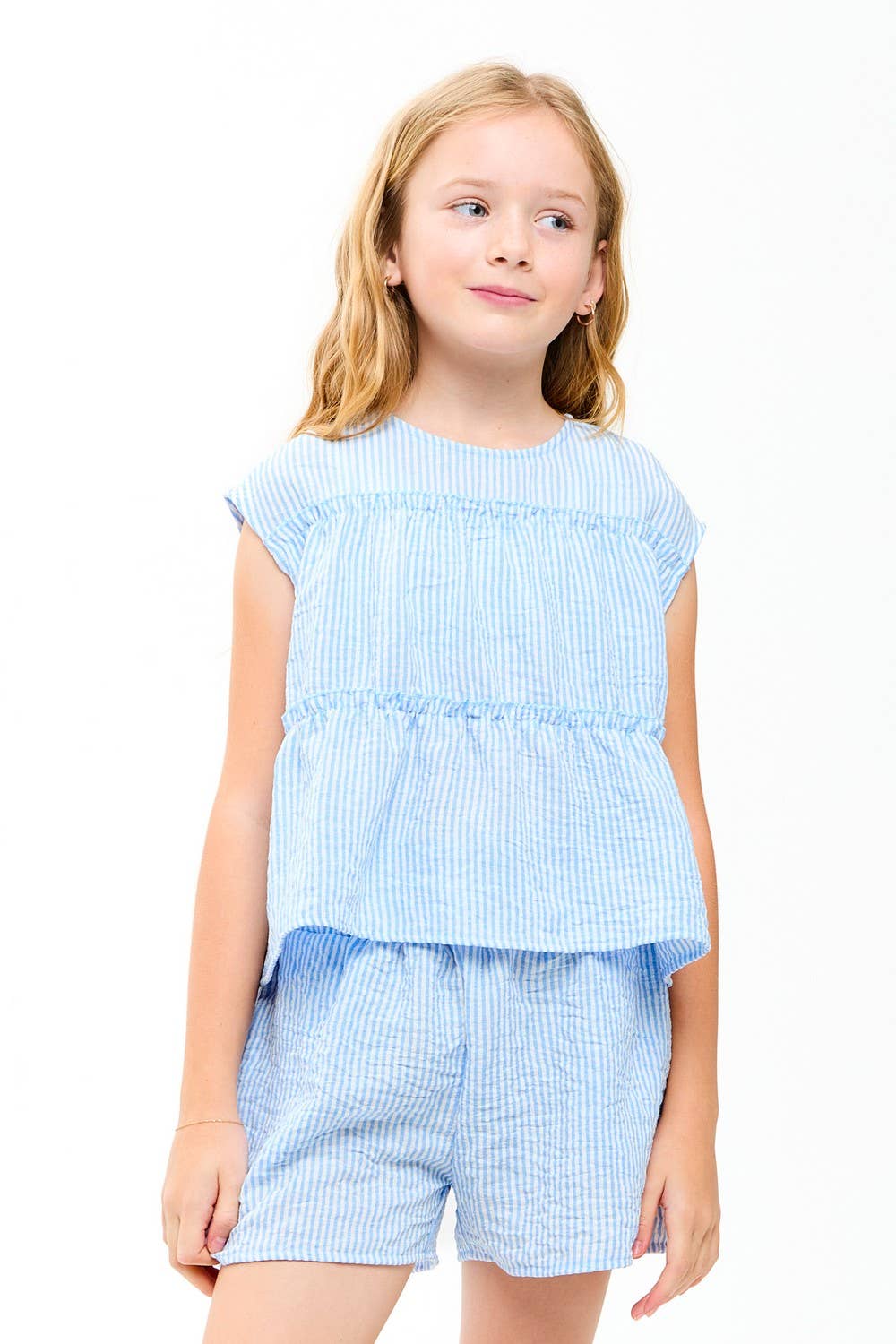 Good Girl - Striped Gauze Tiered Ruffle Top