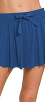 Blue skirt with a tie waist on a white background