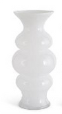 White ceramic vase with a textured design on a white background