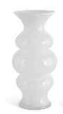 White ceramic vase with a textured design on a white background