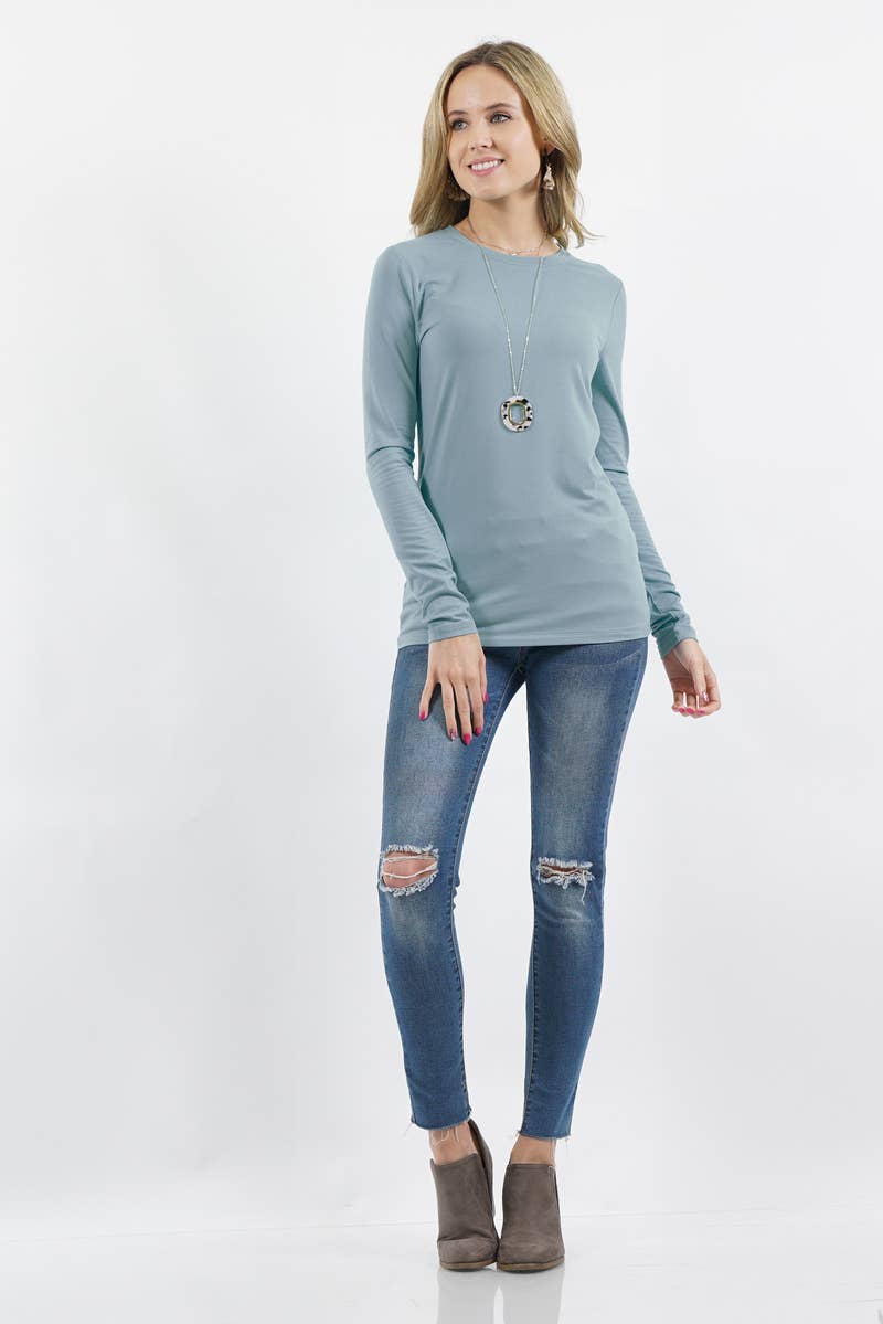42POPS - `Microfiber Long Sleeve Tee Zenana