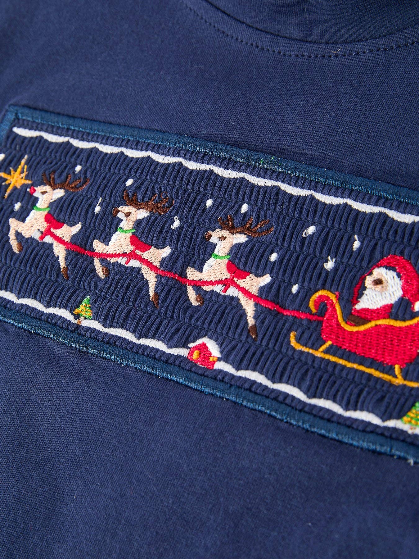 Rylee Faith Designs - Christmas Holiday Celebration Boys Set: Navy with Santa Sleigh