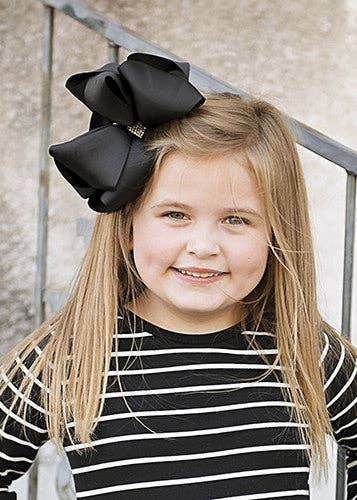 The Hair Bow Company - Oversize Rhinestone Hair Bows - French Clip - 5.5"