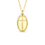 Gold necklace with a cross pendant on a white background