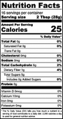 Nutrition facts label for a product with 45 calories per serving, 12g of carbohydrates, and 10mg of potassium.