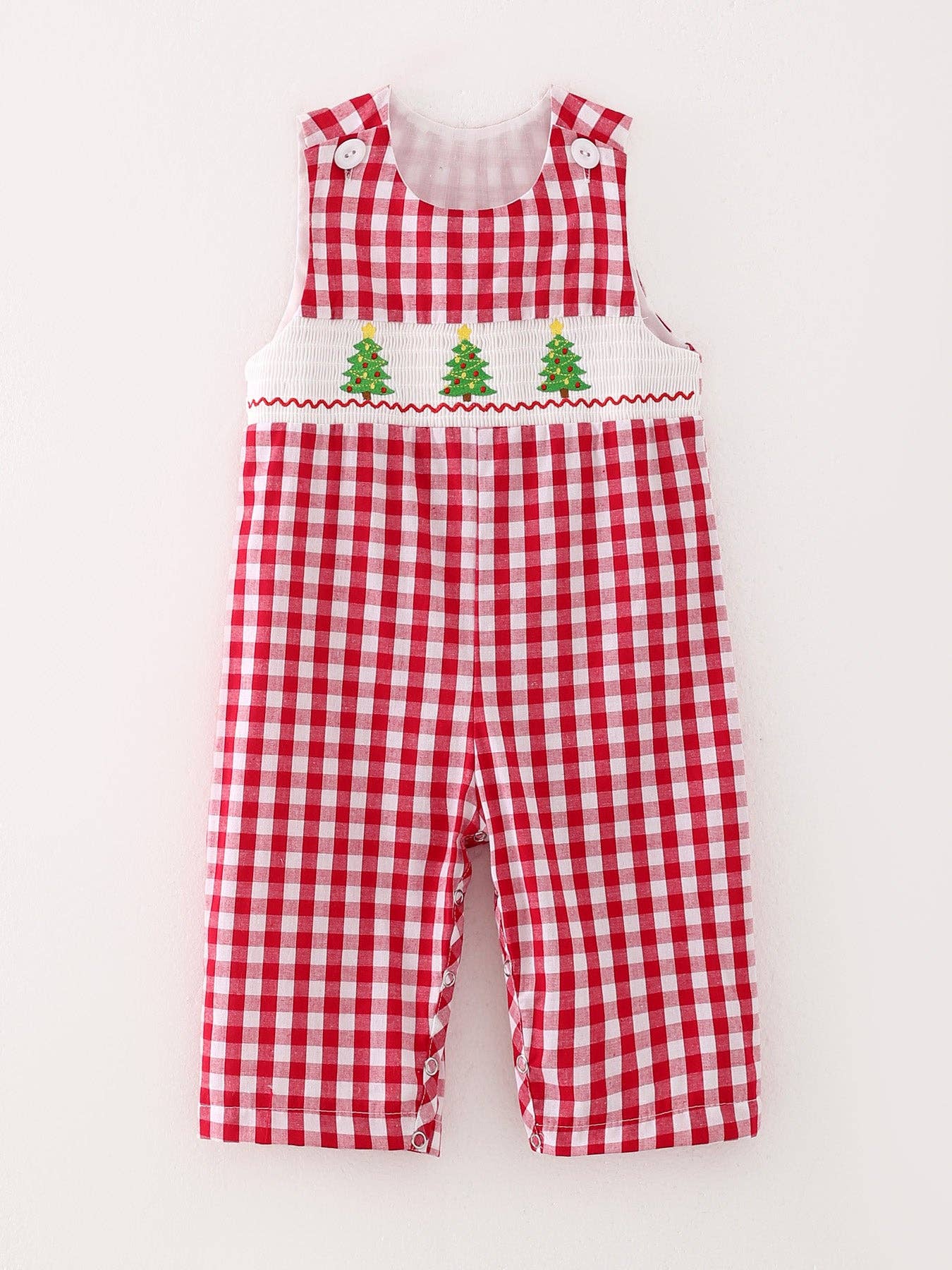 Rylee Faith Designs - Christmas Tree Smocking Embroidered Boys Romper