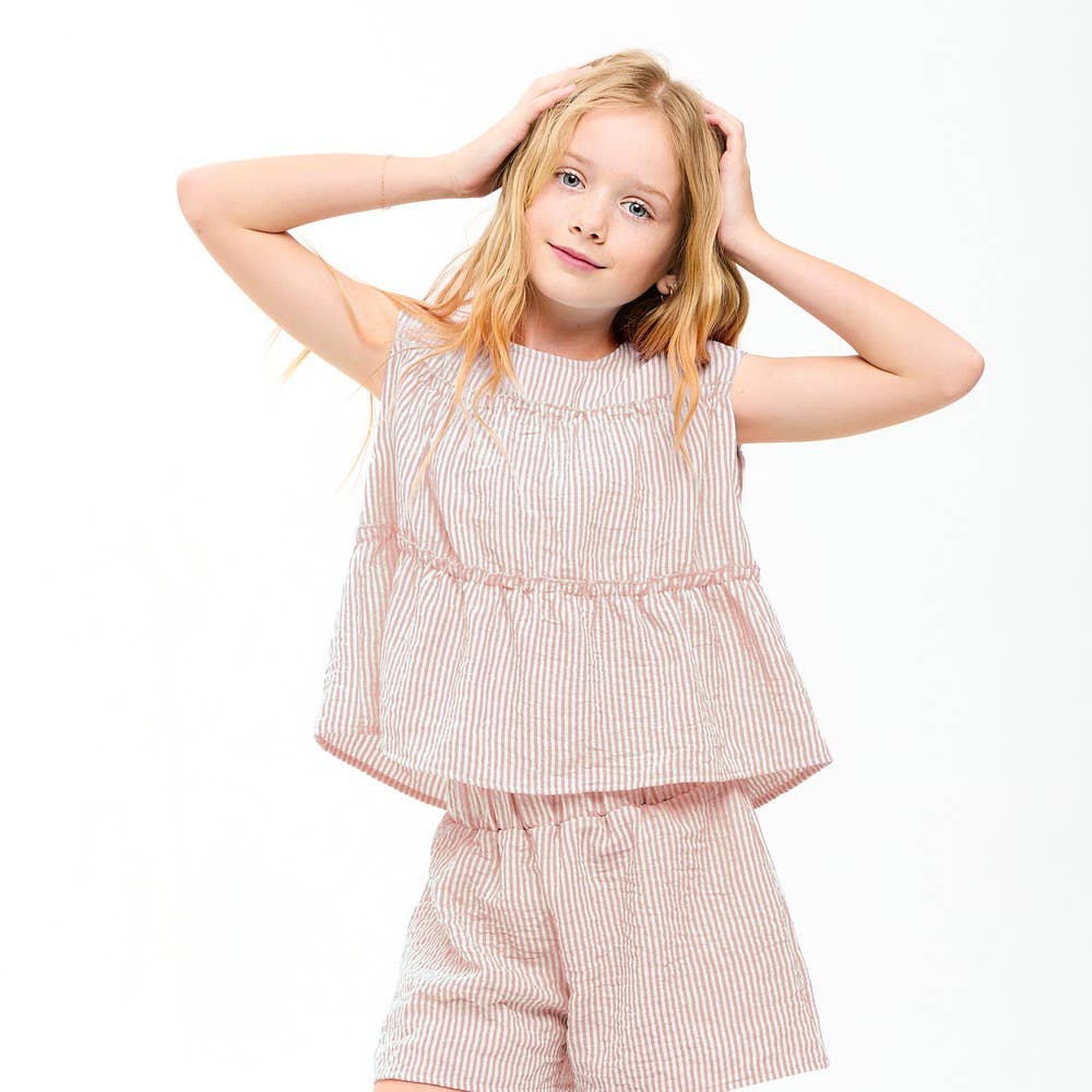 Good Girl - Striped Gauze Tiered Ruffle Top
