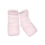 Pair of pink baby socks on a white background