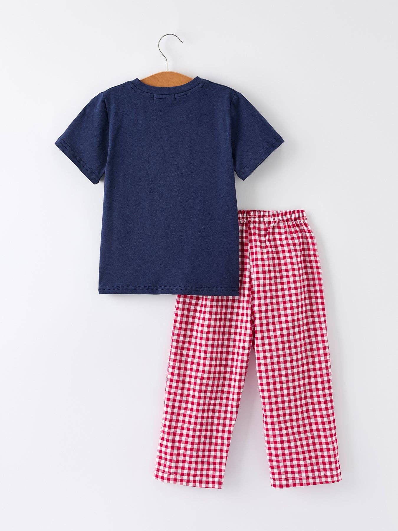 Rylee Faith Designs - Christmas Holiday Celebration Boys Set: Navy with Santa Sleigh