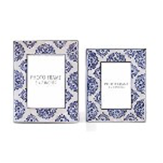 Two decorative picture frames with floral patterns on a white background