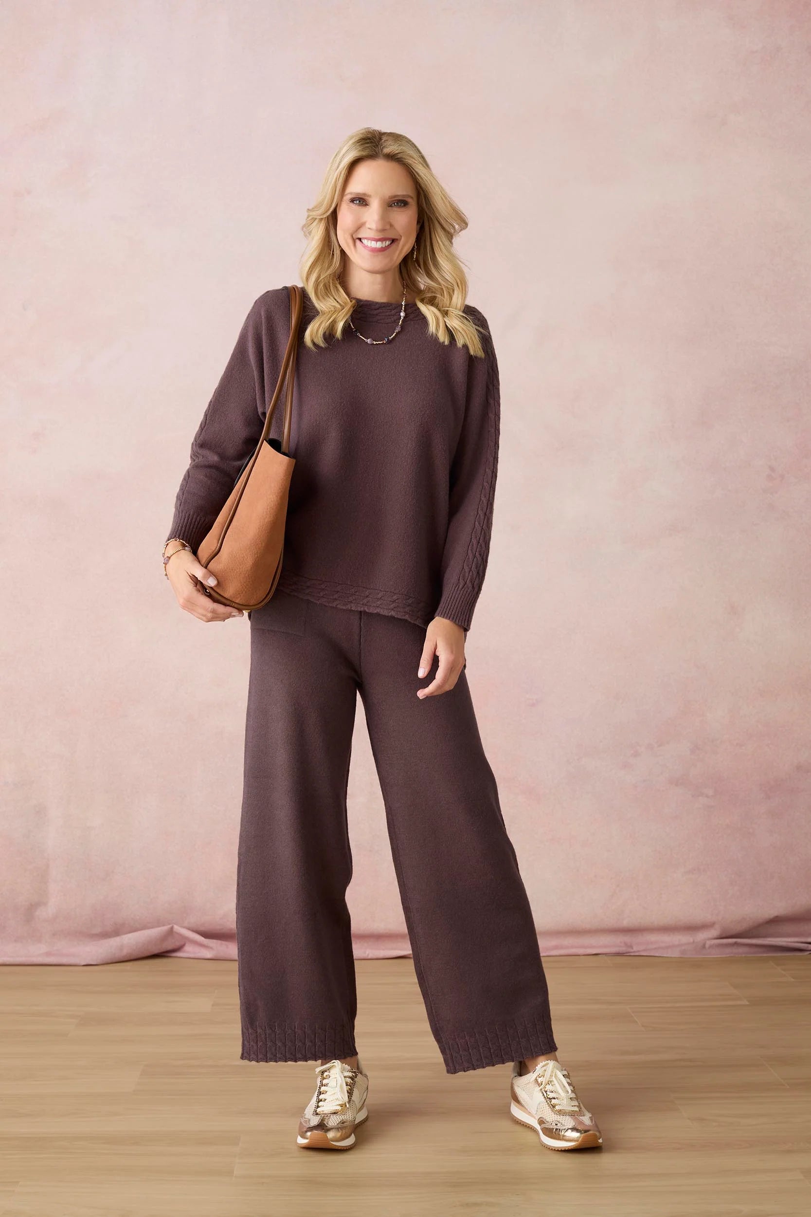 Heavenly-Luxe Cable Knit Detail Dolman Set