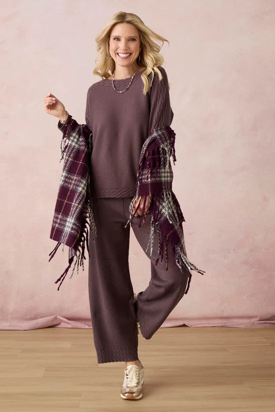 Heavenly-Luxe Cable Knit Detail Dolman Set