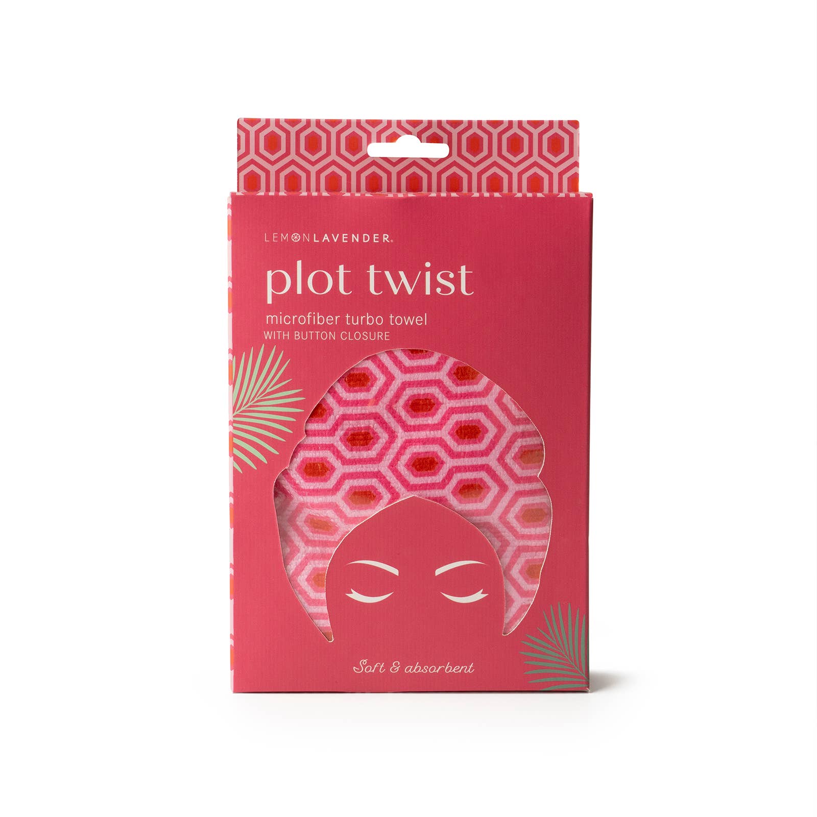 Packaged microfiber towel with geometric design on a white background