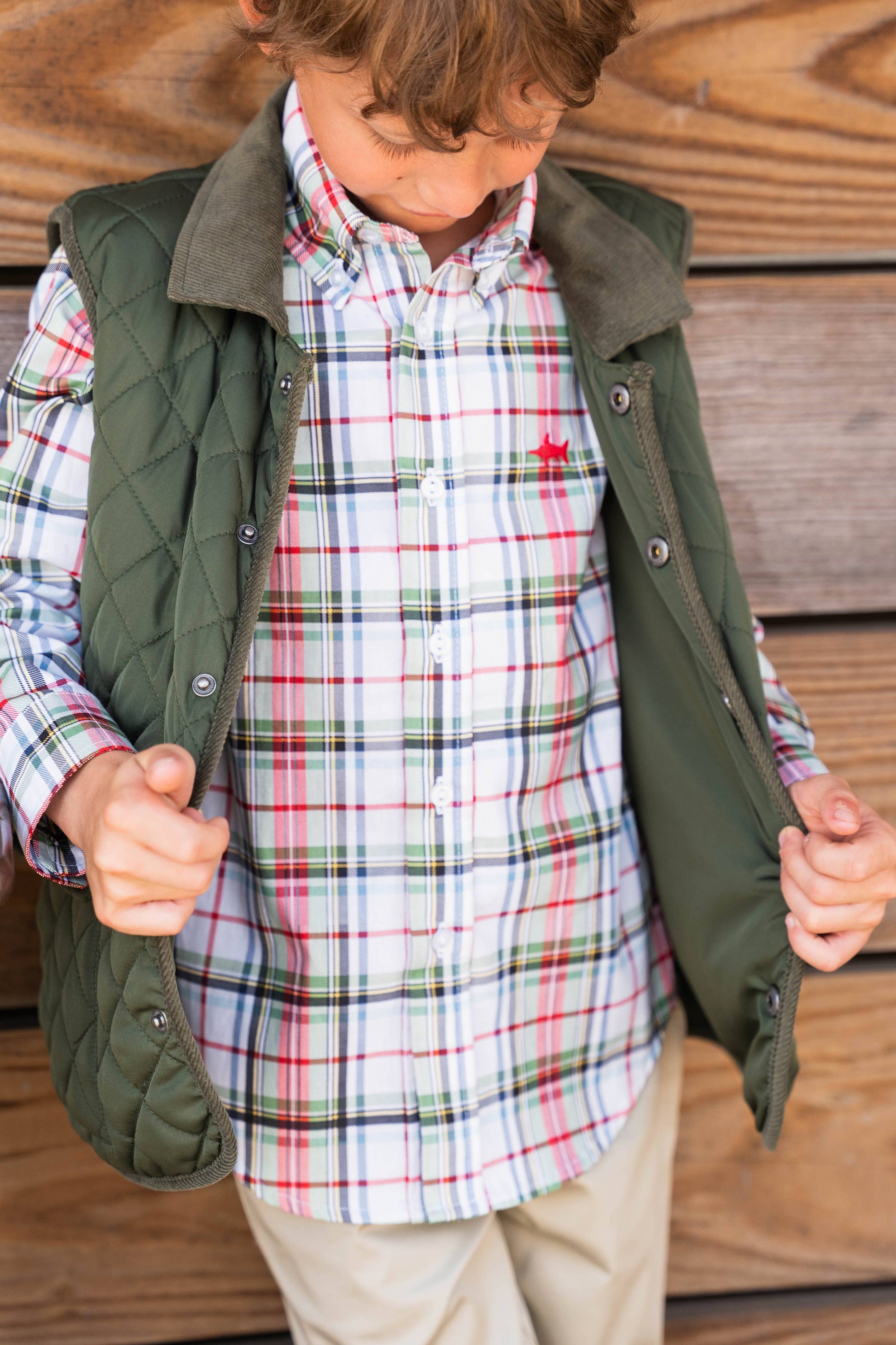 Saltwater Boys Company - Carter Oxford Boys Shirt Creme Plaid 