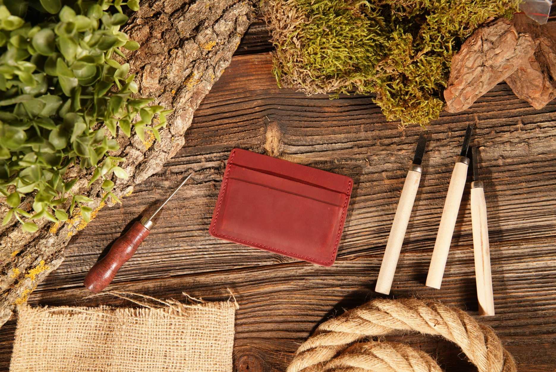 American Leather Goods - Leather Card Holder Wallet, Handmade Wallet for Men