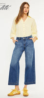 Kan Can USA - PETITE OPEN PACK MID RISE TROUSER WIDE LEG JEANS-KC70098M-PT