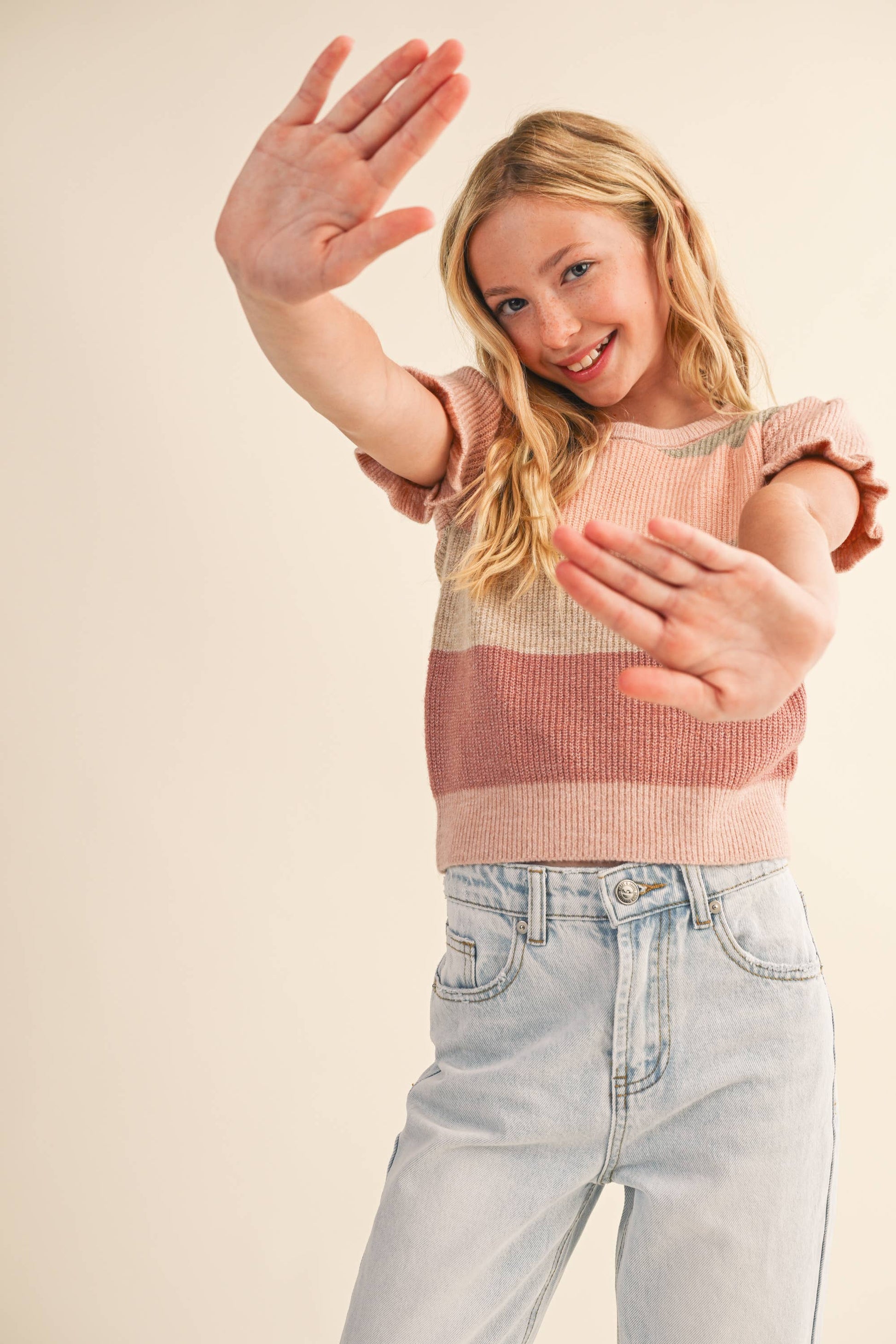 heart and arrow - PRE-ORDER- TWEEN KIDS GIRLS PUFF SLEEVE SWEATER (7-14)