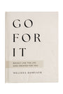 Devotional book cover with large 'Go For It' text and author name Melissa Horvath