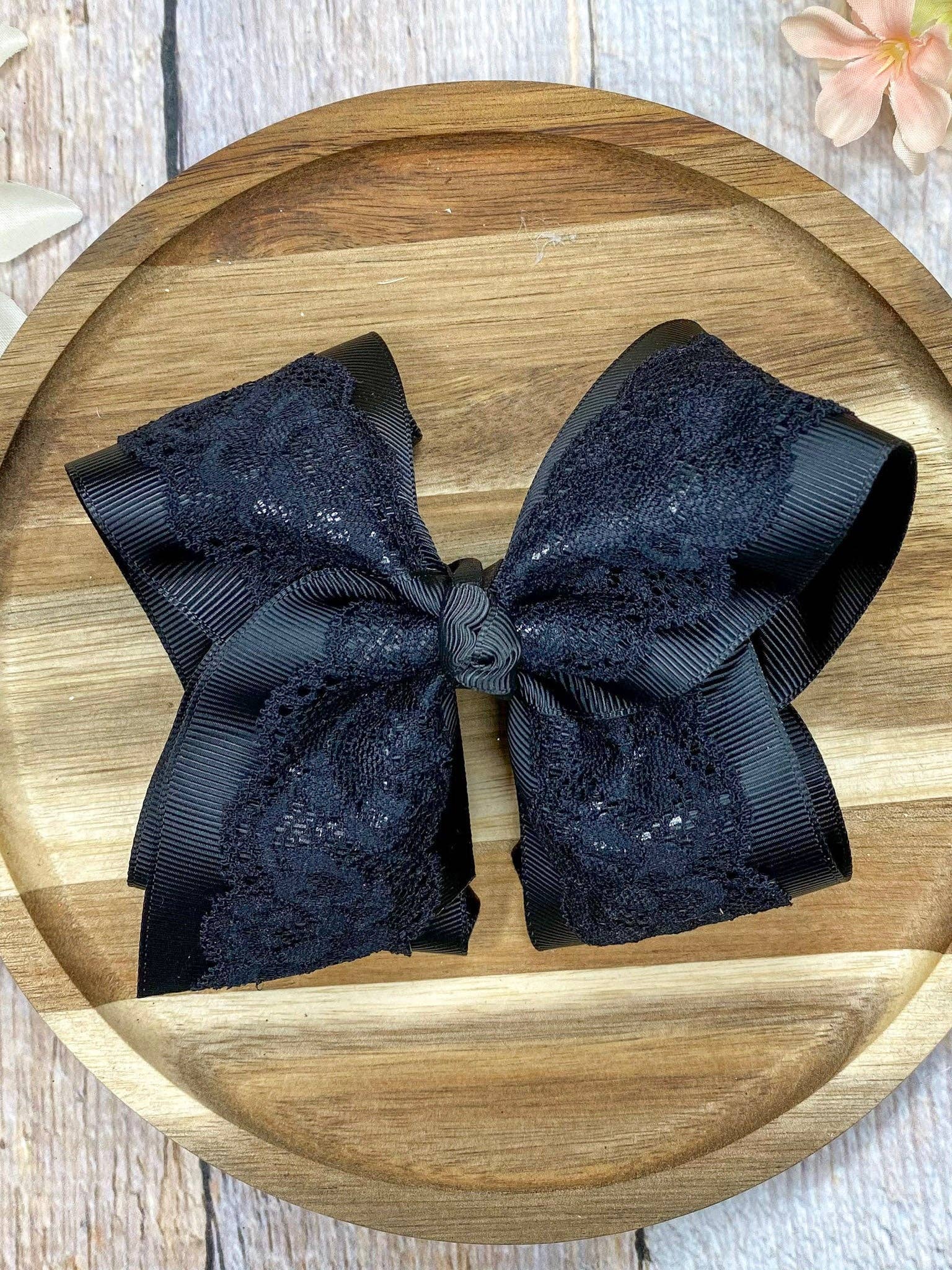 The Hair Bow Company - 4.5" Chantilly Lace Classic Hair Bow | Clip or Headband