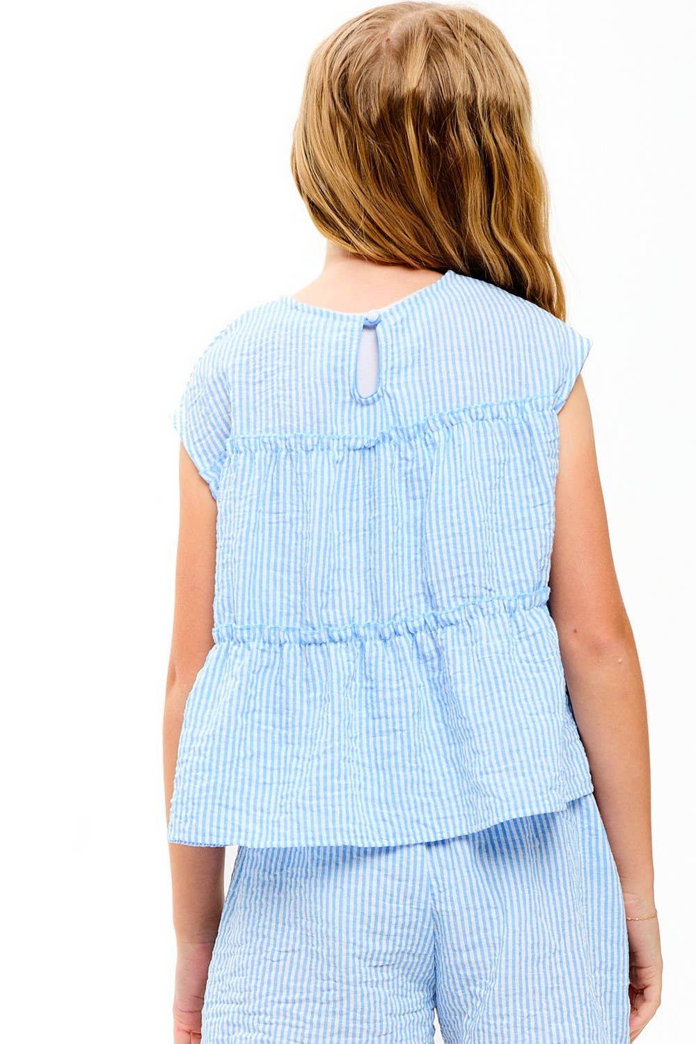 Good Girl - Striped Gauze Tiered Ruffle Top