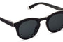 Black sunglasses with dark lenses on a white background