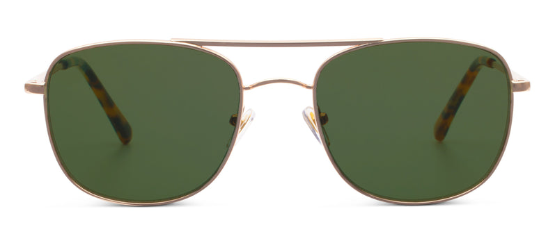 gold framed reader sunglasses on a white background