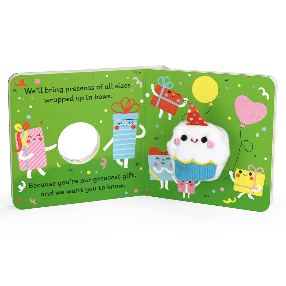 Children's book with colorful illustrations on a white background