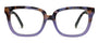 Tortoiseshell glasses with a purple frame on a white background