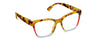 Tortoiseshell eyeglasses with a white frame on a white background