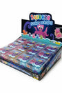 Display box of 'Squeeze Sucker Octopus' toys with colorful packaging.