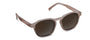 Sunglasses with brown frames and dark lenses on a white background