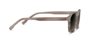 Sunglasses with a beige frame on a white background