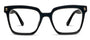 Black eyeglasses with gold accents on a white background