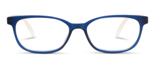 Blue eyeglasses on a white background