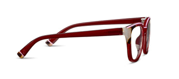 Red eyeglasses on a white background