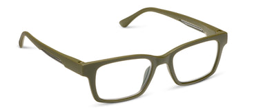 Green eyeglasses on a white background
