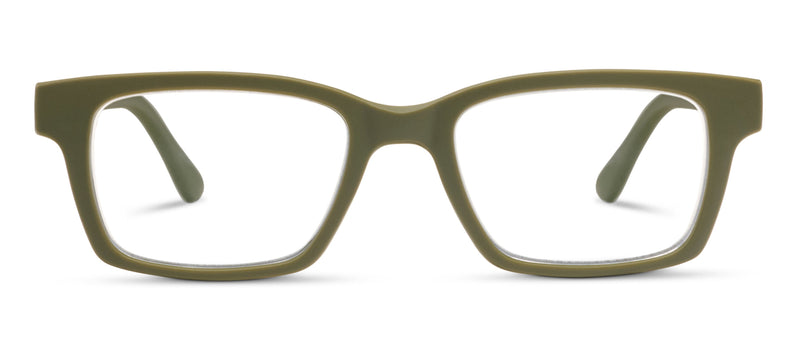 Green eyeglasses on a white background