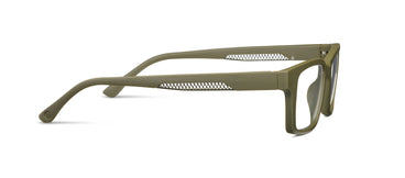 Green eyeglasses on a white background