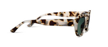Sunglasses with a tortoise frame on a white background