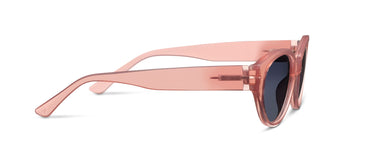 Pink sunglasses with a white background