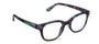 Multicolored cat-eye glasses on a white background
