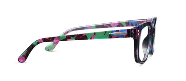 Multicolored cat-eye glasses on a white background