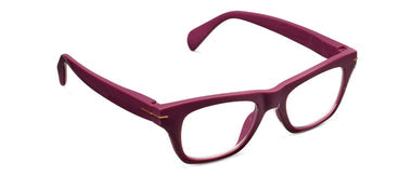 cherry red eyeglasses on a white background