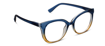 Blue and yellow gradient eyeglasses on a white background