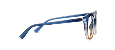 Blue eyeglasses with a gradient design on a white background