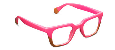 Pink glasses with a gradient brown finish on a white background