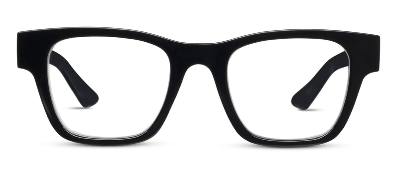 Black eyeglasses on a white background