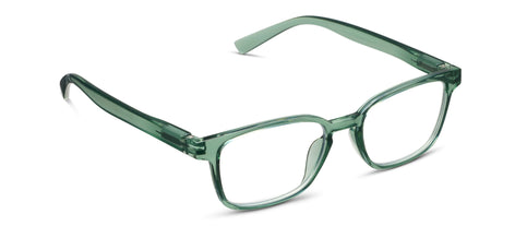 Green eyeglasses on a white background