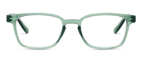 Green eyeglasses on a white background